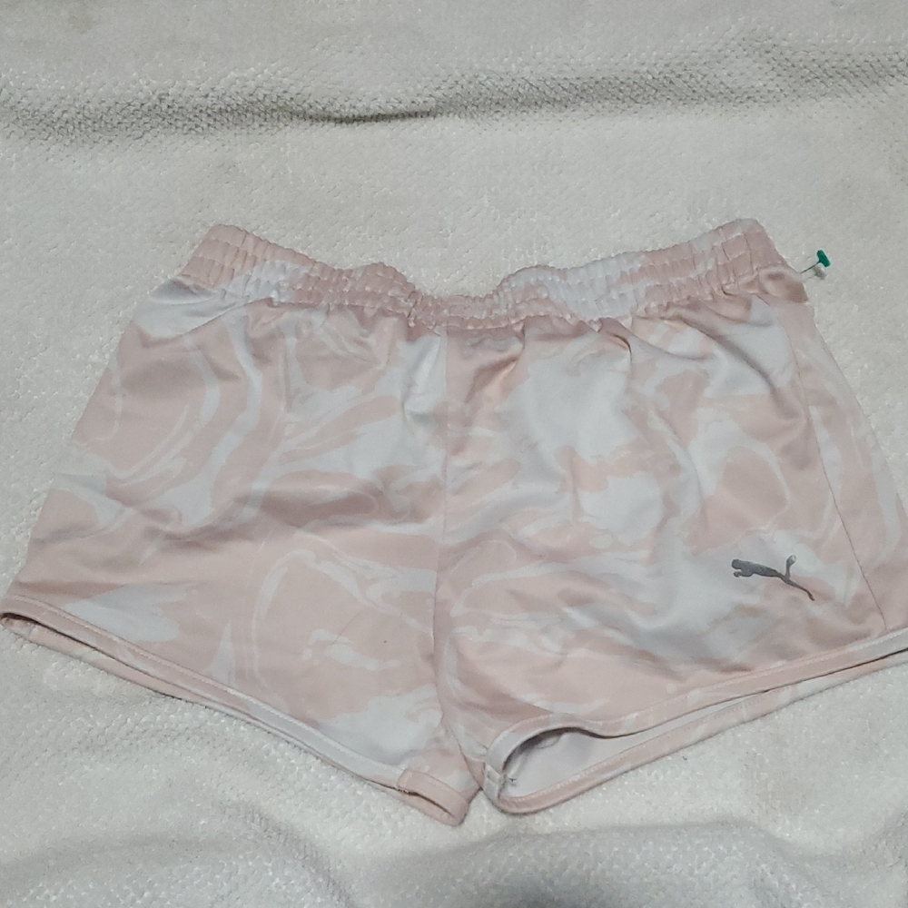 Puma Pink and White Marble Athletic Shorts